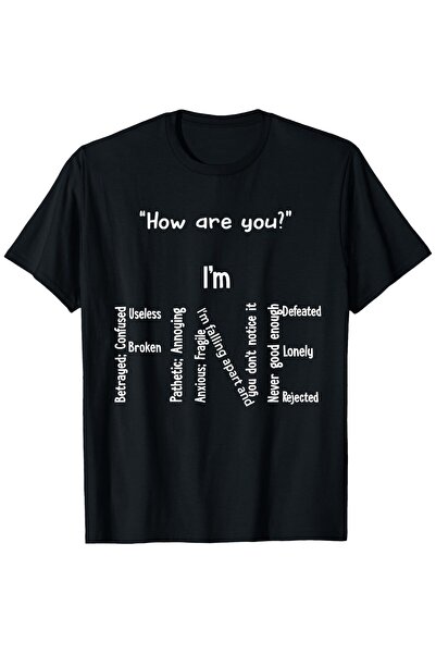 01THEONE Funny I'M Fine Mental Health Awareness T-Shirt, Comfortable Outdoor,...