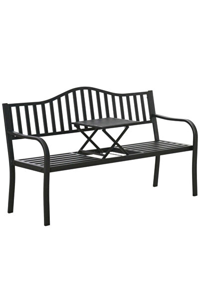 LEAN Bancă de grădină metalică cu măsuță de cafea, 150 cm, 29324