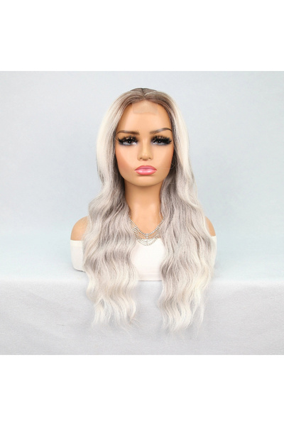 colezium Russian Auburn White Platinum Ombre Tulle Wig