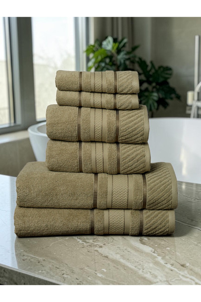 Baltic Linen - 6 Pcs Towel Set, BAHARI PEARL, 100% Cotton, 550 GSM, green, 2p...