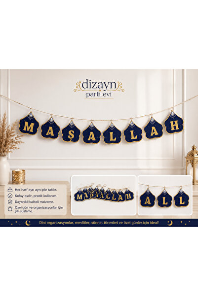 Dizayn Parti Evi Maşallah Duvar Süsü Banner – Her Harf Ayrı İpli Asılır | Mev...