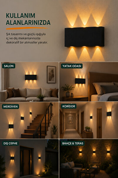 HANGAST AMBER Led Aplik Aydınlatma Çift Taraflı Led Dekoratif Duvar Aplik