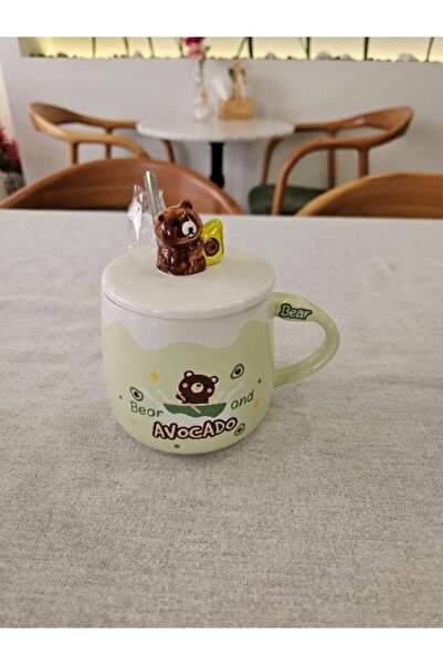 MİMSEGÜN DEKOR Avocado Lidded Mug with Spoon