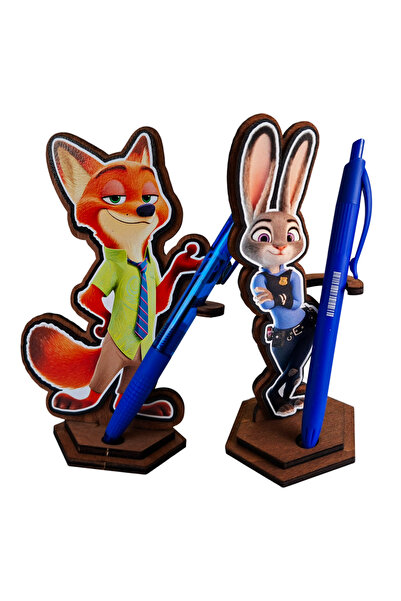 OEM Set 2 Figurine Zootopia Judy Nick Zootropolis, lemn