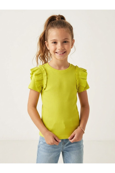 Ugly Duck 05-09 Years Old Ruffled Sleeves Blouse - Lime Green