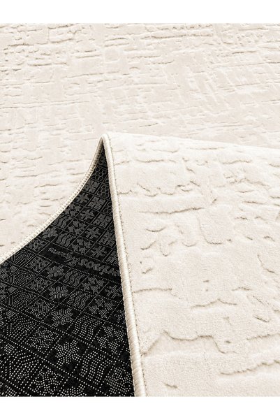 Merinos Rölyef Zeo Kaymaz Taban Yıkanabilir Salon Koridor Mutfak Halı Yolluk Kilim Krem