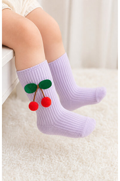 ESES BEBE Baby Girl Cherry Pompom Cotton Knee Socks 0-5 Years Special Day