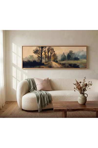 woodhomeworks Tek Parça Gerçek Ahşap Yatay Panorama Çerçeveli Tablo vintage m...
