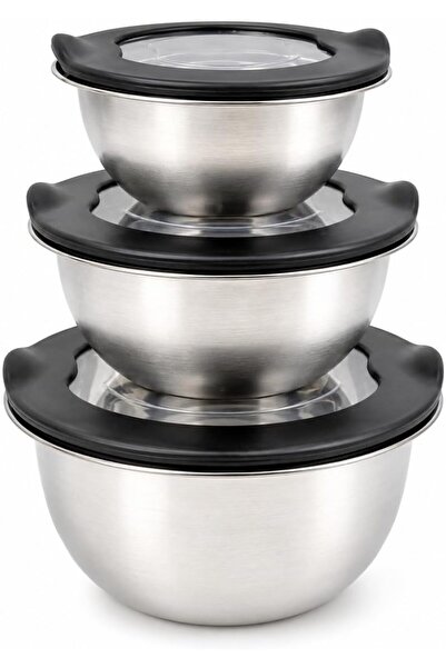 genric Steel Mixing Bowl with Lid from Home Bargains | Set of 3 Pieces (400 m...