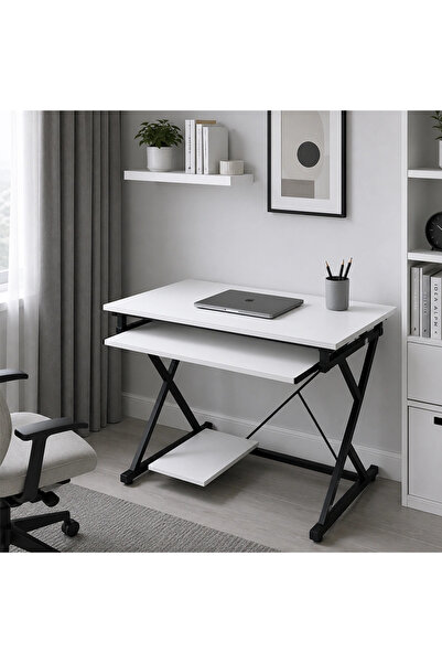 MiLi Smart modern design office desk in white 80cm