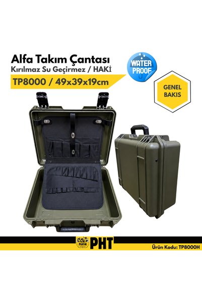 Alfa Takım TP-8000 Çantası Kırılmaz Su Geçirmez Haki Yeşil