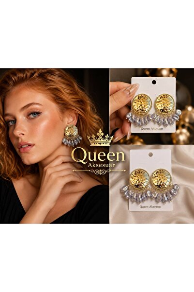 QUEEN AKSESUAR Trend Fashion Luxury Dangle Tassel Shakira Metal Gold Golden S...