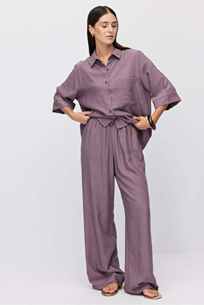 PAULMARK Women's Loose Wide Leg Tie Waist Trousers