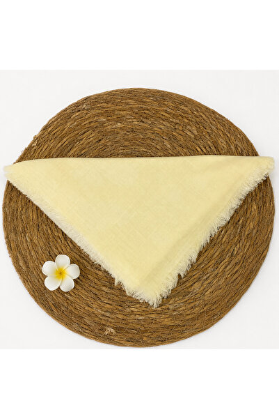 Silk Home Flamlı Düz Pamuklu Tülbent IST 3434-23 Limon Sarısı Düz Desen