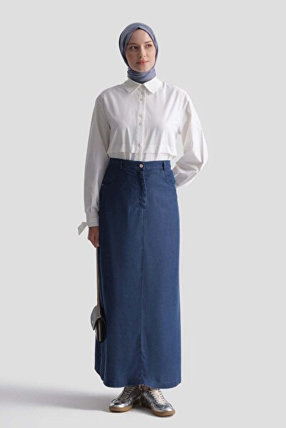 Armine Tencel Pencil Skirt Indigo