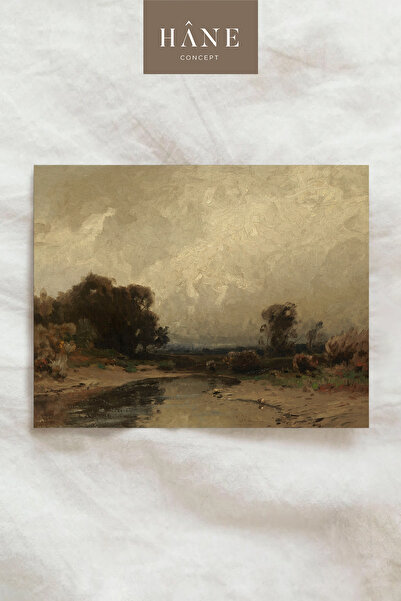 Hane Concept Vintage Riverside Poster, Soft-Toned Classic Landscape Decor