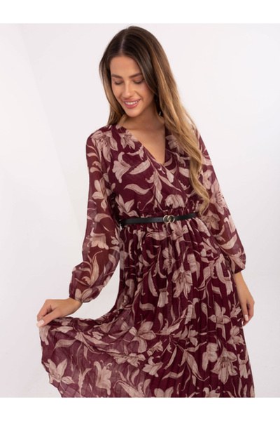 Italy Moda Rochie Dama, ITALY MODA, Poliester, Rochie evazata, Bordo, model I...