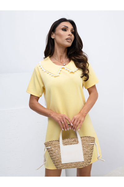 Italy Moda Rochie Dama, ITALY MODA, Poliester, Rochie dreapta, Galben deschis...