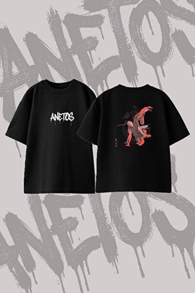 Anetos Ariana Grande_65 Design Back Printed Cotton Black Oversize T-Shirt