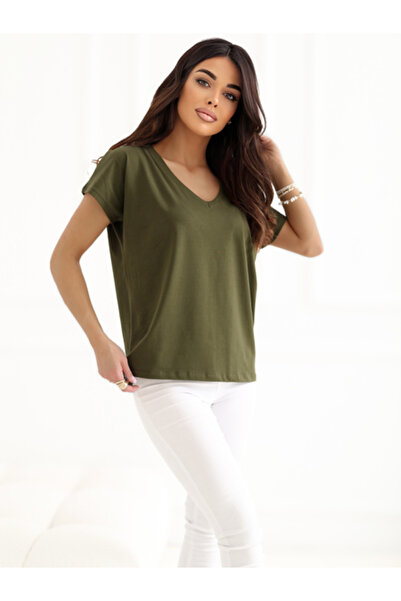 Basic Feel Good Tricou de damă, BASIC FEEL GOOD, Bumbac, Mânecă scurtă, Kaki,...