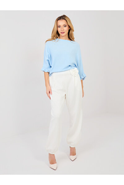 Italy Moda Pantaloni Dama Lunga, Elegant, ITALY MODA, Ecru Eleganta