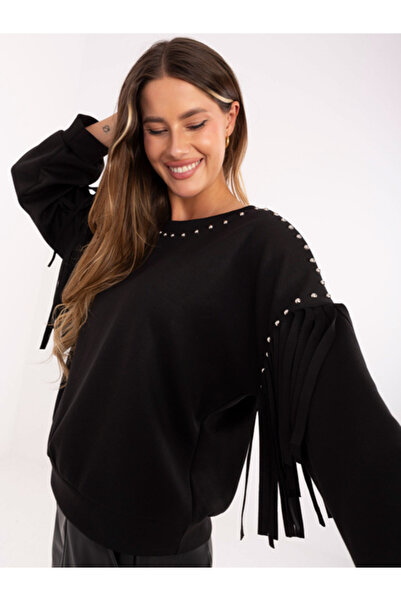 rue parıs Women's Sweatshirt, RUE PARIS, Viscose, Long Sleeve, Black, model I...