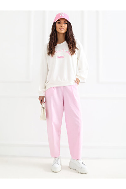 rue parıs Women's Pants, RUE PARIS, Cotton, Light Pink, model IT-SP-FL8916-1.15