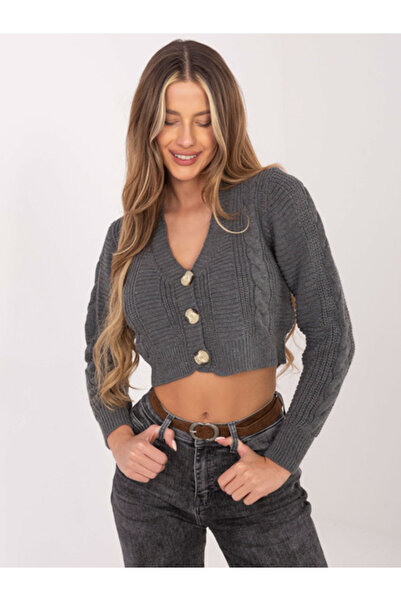 rue parıs Pulover Dama, RUE PARIS, Acril, Maneca lunga, Gri inchis, model LC-...