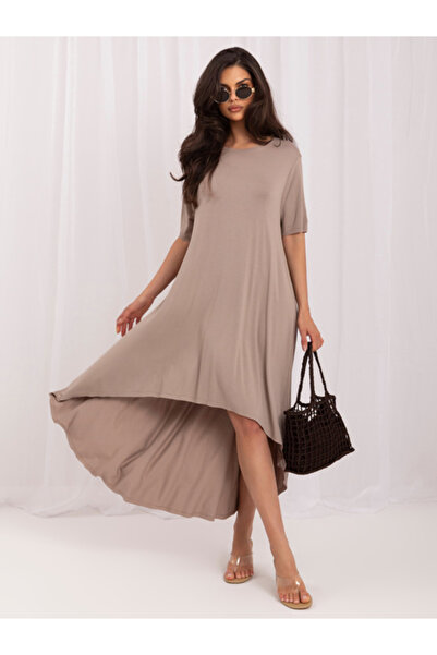 rue parıs Rochie Dama Midi, Rochie asimetrica, RUE PARIS, Bej de Vara Model R...