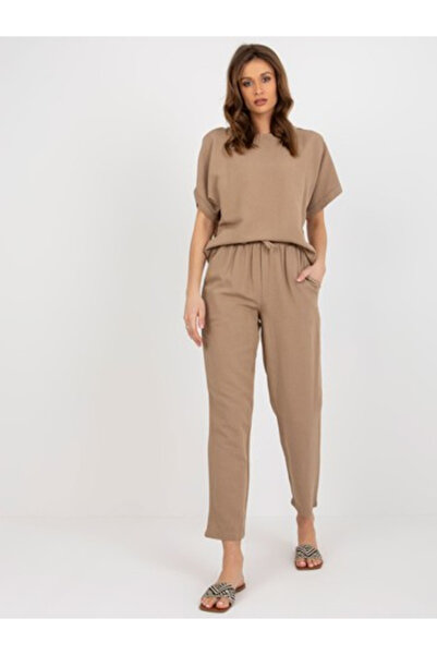 rue parıs Compleu Dama, RUE PARIS, Bumbac, Maneca scurta, Bej inchis, model W...