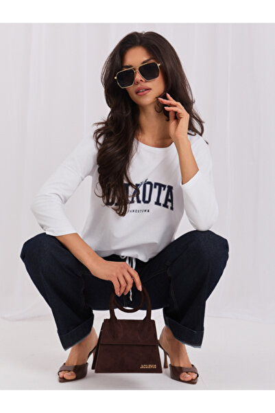 rue parıs Bluza Dama, RUE PARIS, Bumbac, Maneca 3/4, Alb, model RV-BZ-6673.61