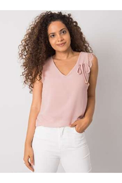 Italy Moda Top Dama Decolteu in V, Poliester, ITALY MODA, Roz