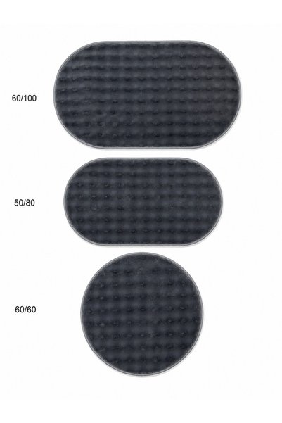 Lionhome Bubble Embossed Bath Rug Washable Color Anthracite Set of 3 Non-Slip Base Without Fringe 60X60(Round) 50X80(Oval) 60X100(Oval)