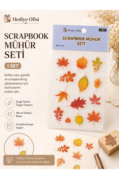 hediyeofisi Şeffaf Silikon Scrapbook Mühür Seti 1 Adet Sonbahar Yapraklar
