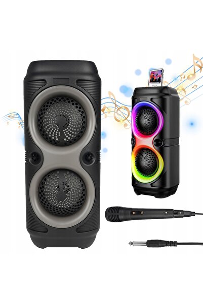bedee Difuzor Bluetooth USB SD Radio Portabil LED RGB Karaoke Microfon Set