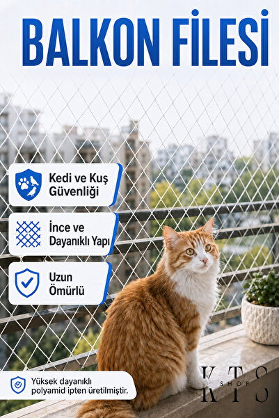 KTS SHOP 3x3 Metre | Balkon Güvenlik Filesi | Kedi Pencere Filesi | Balkon Ku...