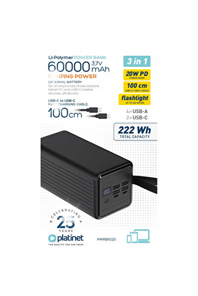 Platinet Powerbank 60000 mAh negru