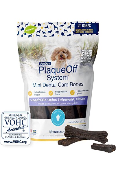 proden PlaqueOff Plaque Off Mini Dental Bones Vegetable Fusion and Blueberry ...