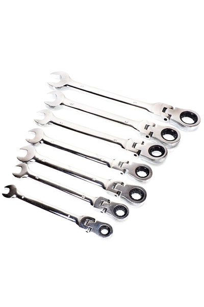 Falon Tech Set de chei fixe cu clichet 8-19 mm, 7 piese