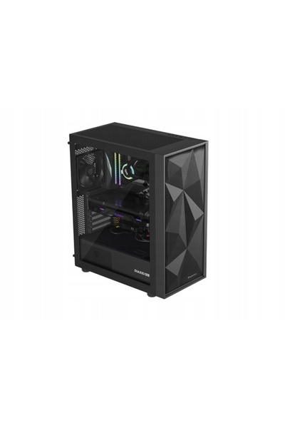 NO BRAND Carcasă Genesis Diaxid 605F Midi Towar (cu fereastră, USB-C) Negru