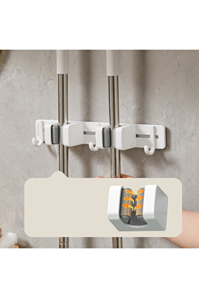 Miecoco Ecoco Adhesive Wall-Mounted Multi-Purpose Brush-Mop Holder