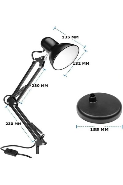 Generic Brand Acrobat Movable Desk Work Lamp - Manicure Table Lamp Black with Vise