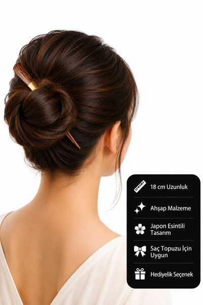 HER ŞEY NOTA www.herseynota.com Drveni štapić za kosu za žene – 18 cm ukosnic...
