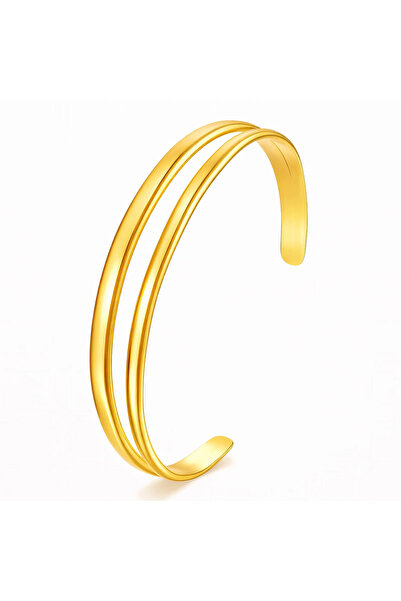 OEM Athena gold bracelet, made of stainless steel, with geometric, 18K gold p...
