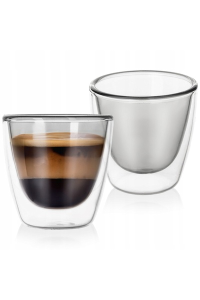 Orion 2x pahare termice din sticlă cu perete dublu pentru espresso, 90 ml