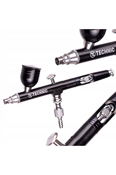 TC Technic Aerograf modelistic cu duză de 0,3mm B-130, acțiune dublă, negru, ...