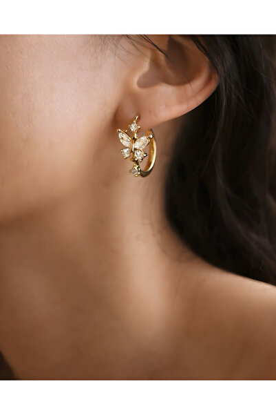 ILSA Butterfly Detailed Thin Hoop Earrings