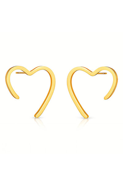 OEM Signature Heart gold earrings, stainless steel, 18K gold plated