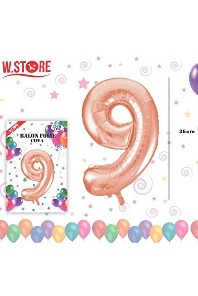 Re Balon folie cifră 0-9 roz auriu, înălțime 35 cm, autoetanșabil, decor pent...