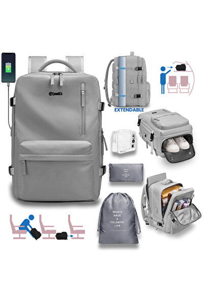 Quasar & Co. Travel Backpack, Cabin 43x30x20-28 cm, Expandable, Waterproof, L...